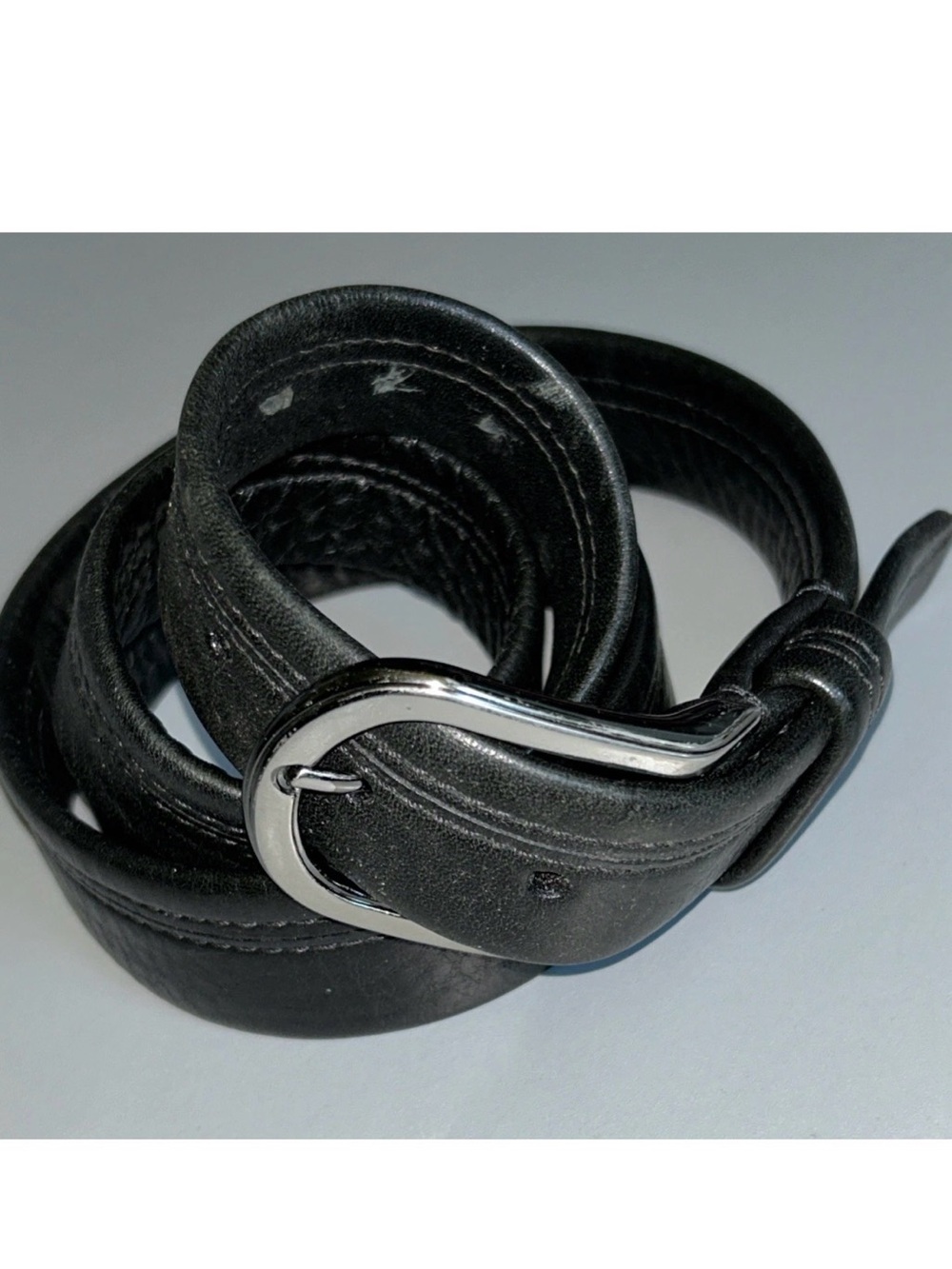 Remo Tulliani Men's 42 Black Genuine Soft Leather Belt Silver Buckle Made In US